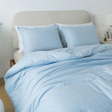 Caressma Full Size Light Blue Comforter Set 3 Pieces, Lightweight Down Alternative Soft Boho Bedding Comforter Set, Breathable Fluffy Microfiber Skin-Friendly Comforter for All Seasons Caressma
