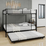 Harper & Bright Designs Heavy Duty Metal Bunk Bed Queen Over Queen with Trundle for 3 Persons, Industrial Bunk Beds Frame with Sturdy Support, Saving Space, Black Harper & Bright Designs