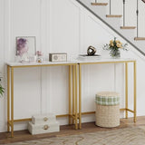 HollyHOME Narrow Hallway Table, 29.5" Small Console Stand, Slim Entryway Table, Sofa Desk, for Hallway, Bedroom, Living Room, Foyer, Marble Texture HollyHOME