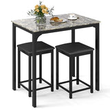 Giantex 3 Pcs Dining Table and Chairs Set with Faux Marble Tabletop 2 Chairs Contemporary Dining Table Set for Home or Hotel Dining Room, Kitchen or Bar (Beige & Black) Giantex