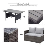 Solaste 7 Piece Patio Furniture Set, All Weather Wicker Patio Conversation Sets with Cushion Seat & Pillows, Outdoor Dining Set, Patio Furniture Outdoor Sectional, Grey Solaste