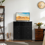 Atilioo Dresser for Bedroom with 9 Drawers, Anti-Tip Tall Fabric Chests Storage Organizer Tower Furniture with Wooden Top Metal Frame for Clothes, Closet, Living Room, Hallway, Entryway Atilioo