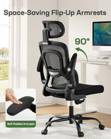 Marsail Office Chair Ergonomic-Desk Chair: High Back Mesh Office Chair with Lumbar Support,Flip-Up Armrests&2D Headrest,Gaming Chair with Rocking Tilt, Swivel Computer Task Chair for Long Hours Marsail