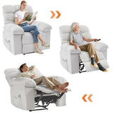 SLEKVERSA Recliner Chair with Massage and Heat, 35.4" Recliner with Vibration Massage and Side Pocket, Comfortable Reclining Chair for Living Room, Nursery, Bedroom, White