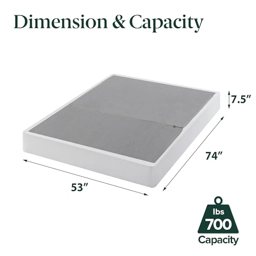 ZINUS 7.5 Inch Box Spring with Cover, No Assembly Mattress Foundation, Sturdy Metal Structure, Full, White Zinus