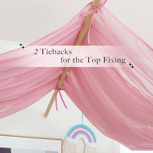 NICETOWN Decorative Pink Bed Canopies & Drapes for Kids Room - Voile Sheer Toddler Bed Canopy Curtain Scarf Valance DIY for Bedroom, 1 Panel, W114 x L180