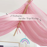 NICETOWN Decorative Pink Bed Canopies & Drapes for Kids Room - Voile Sheer Toddler Bed Canopy Curtain Scarf Valance DIY for Bedroom, 1 Panel, W114 x L180