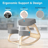 Desky Ergonomic Black Kneeling Chair – Adjustable Wooden Frame with Cushioned Seat and Knee Pads, Natural Finish, Home Office & Study Support Desky