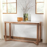 SAFAVIEH Couture Collection - Bernardi Natural & White Marble Top Console Table with Solid Wood Base, Modern Accent Entryway Table (SFV9745A) SAFAVIEH