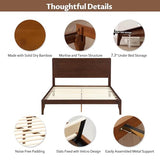 Merax King Size Bamboo Platform Bed, Mid-Century Modern Bed Frame with Tall Headboard, Solid Sustainable Bedframe King-Size, Wood Slat Support, No Box Spring Needed, Easy Assembly, Espresso Merax