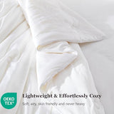 Globon Cooling Comforter Oversized King,Lightweight Summer Comforter for Hot Sleepers,Ultra Soft Bamboo Viscose Fabric, Breathable & Moisture Wicking,Soy Fiber Blend Fill, White Globon