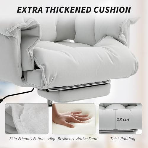 HOMCOM Executive Office Chair Comfy with Foot Rest, Reclining Swivel Computer Desk Chair with High Back, Thick Cushion, Padded Armrest, Adjustable Height, Rolling Wheels, Cream White HOMCOM