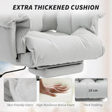 HOMCOM Executive Office Chair Comfy with Foot Rest, Reclining Swivel Computer Desk Chair with High Back, Thick Cushion, Padded Armrest, Adjustable Height, Rolling Wheels, Cream White HOMCOM