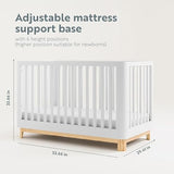 Storkcraft Santos 3-in-1 Convertible Crib (White with Natural) – GREENGUARD Gold Certified, Fits Standard Crib Mattress, Converts to Toddler Bed, Storkcraft