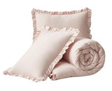 Chezmoi Collection Nora Blush Comforter Set Twin Size 2-Piece Lightweight Soft Stone-Washed Ruffled Shabby Chic Bedding for All Season Chezmoi Collection