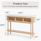 LINSY Fluted Console Table with Storage, Entryway Table Wood Entrance Tables for Front Door, Behind Couch Sofa Table with Shelves, Foyer Tables for Hallways, Living Room Boho Furniture, Light Wood LINSY