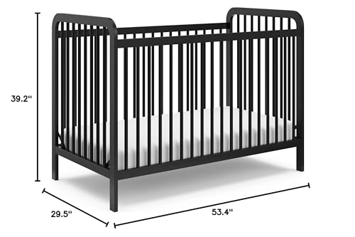 Storkcraft Pasadena 3-in-1 Convertible Crib (Black) – GREENGUARD Gold Certified, Converts to Daybed and Toddler Bed, Fits Standard Full-Size Crib Mattress, Adjustable Mattress Height Storkcraft
