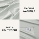 UGG Hedi Queen Sheet Set 4-Piece Luxury Cooling Sheets Deep Pockets Premium Bedding with 2 Pillow Shams Hypoallergenic Machine Washable Soft Lightweight Bed Set for Bedroom, Queen, Mineral Green UGG