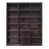 Home Square 84" Triple Wide Wood Bookcase in Chocolate - Set of 2 Home Square