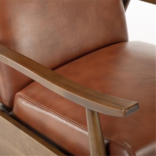 Comfort Pointe Solaris Caramel Faux Leather Wooden Arm Push Back Recliner Chair Comfort Pointe