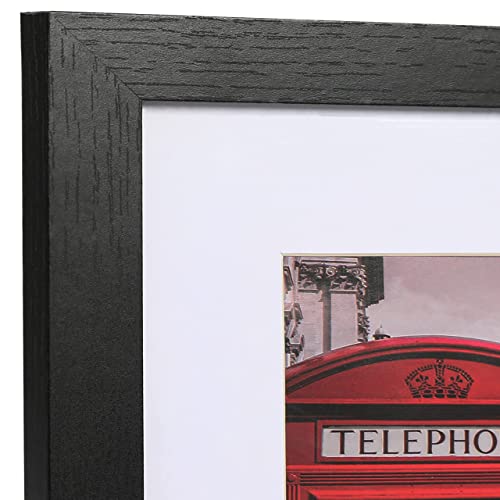 PEALSN 8x10 Picture Frame Set of 6, Display Picture 5x7 with Mat or 8x10 Without Mat, Black Woodgrain PEALSN