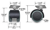 Slipstick CB681 2 Inch Floor Protector Rubber Caster Wheels (Set of 4) 5/16 Inch Stem or Top Plate Mounting Options - Black/Gray Green Slipstick