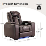 ANJ Power Home Theater Seating Set of 2, Faux Leather Electric Recliner Chair with Adjustable Headrest, Dual Motors Movie Reclining Chairs with LED Lights,USB Port,Cup Holders, Hidden Arm Storage