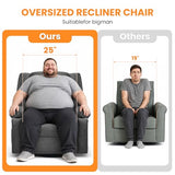 Oversized Recliner Chair with Massage and Heat for Adults, 360° Swivel Rocking Recliner, Big Seat Living Room Chair with Ergonomic Design, Cup Holders and Side Pockets