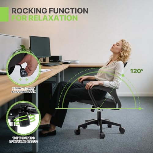 Magshion Ergonomic Office Chair 10 Pack, Mid-Back Mesh Desk Chair, Adjustable Swivel Computer Chair with Lumbar Support & Breathable Backrest for Gaming, Work, Study, 300 Lbs Capacity, Black Magshion