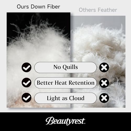 Beautyrest Goose Down Fiber Comforters Twin Size, All Season Luxury White Duvet Insert, 100% Cotton Fabric, Hotel Collection Fluffy Breathable Bedding Comforters, 8 Corner & Center Loops, 68x90 Inch Beautyrest
