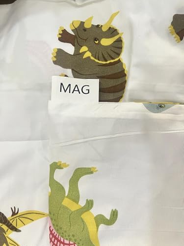 MAG 3PCS White Dinosaur Queen Size Bedding Sheet Sets Included 1*Fitted Sheet and 2 Pilowcase for Kids, Boys and Girls (Queen, White) MAG