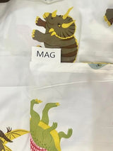 MAG 3PCS White Dinosaur Queen Size Bedding Sheet Sets Included 1*Fitted Sheet and 2 Pilowcase for Kids, Boys and Girls (Queen, White) MAG