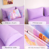 ZUEXVOFY Twin Comforter Set for Girls 5 Piece Purple Unicorn Bedding Set for Girls Super Soft Microfiber Bed Set Bed in a Bag with Comforter Sheets Pillowcase & Sham ZUEXVOFY