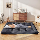 Giantex Japanese Floor Mattress, 4 Inch Futon Mattress with Washable Cover & Storage Bag, Foldable Roll up Mattress Tatami Mat, Portable Sleeping Pad for Camping, Dormitory, Black, King Giantex