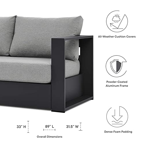 Modway Tahoe Aluminum Outdoor Patio Sofa in Gray Gray Modway