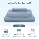 Comfort Spaces 100% Cotton Sheet Set Breathable, Lightweight, Soft with 14" Elastic Pocket Fits up to 16" Mattress, All Season Cozy Bedding, Matching Pillow Case, Full Blue 4 Piece Comfort Spaces