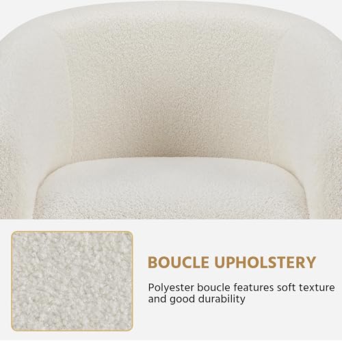 Yaheetech Barrel Chairs, Furry Accent Chairs, Sherpa Chairs with Soft Padded Armrest, Fuzzy Club Chairs for Living Room Bedroom Waiting Room Office, Accent Chairs Set of 2, Ivory - WoodArtSupply