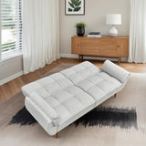 Trygoal Convertible Futon Sofa Bed, Modern Futon Couch with 2 Pillows, Small Futons Couch with Adjustable Armrest & Backrest, Loveseat Sofa Bed for Living Room, Bedroom, Gray Trygoal