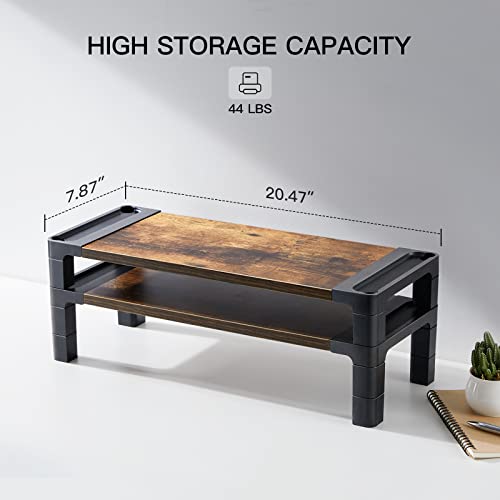 HUANUO Monitor Stand Computer Riser, Monitor Stand for Desk with Adjustable Height and 2 Platforms, Ergonomic Computer Riser, Monitor Riser for Laptops and Monitors HUANUO