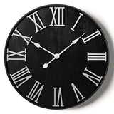 Large Wall Clock 24" Round - Silent Metal & Wood Large Clock - Farmhouse Wall Clock Large - 24 Inch Wall Clock For Living Room Decor - Big Wall Clock Roman Numerals - Wall Clocks For Living Room Decor HB Design Co.