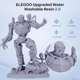 ELEGOO Upgraded Water Washable Resin 2.0, 3D Printer Resin with Low Viscosity and High Precision, 405nm Rapid UV-Curing Photopolymer Resin, 3D Resin for LCD/DLP 3D Printing, Grey 1000G ELEGOO