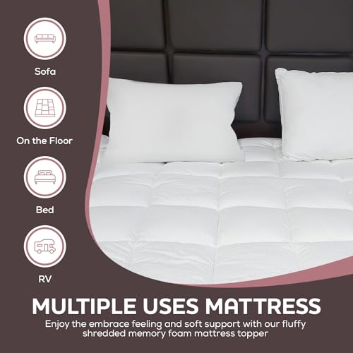CirclesHome White Futon Mattress Toppers with Anti-Slip Anchors - Futon Cover Filled with Plush Down Alternative Fill - Full Size Futon Cover is Soft, Comfortable and Allergy Free (Size: 54 x 75 x 3) CIRCLESHOME