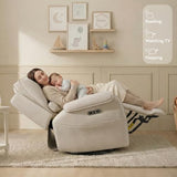 Watson & Whitely Power Recliner Chair W 3-Level LED Night Light, Swivel Glider Nursery Rocking Chair W Lumbar Pillow for Living Room, Oeko-TEX & FSC Certified, Fabric Sand