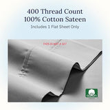 California Design Den King Size Flat Sheet, 400 Thread Count 100% Cotton Sheet, Sateen, Bed Sheets, Top Sheets, Single King Flat Sheet Only (Light Grey) California Design Den