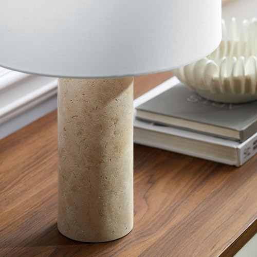 Modway Zenith Travertine Stone Pillar Table Lamp in Travertine Modway