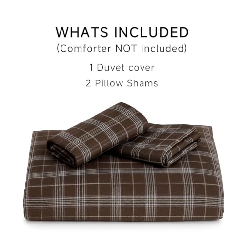 Erwinmu Plaid Duvet Cover Set Queen Size,Brown Blue Gingham Patterned Bedding Set for Girls Boys,Modern Soft Breathable Microfiber Comforter Cover 3 Pieces with Zipper Closure and 2 Pillow Shams Erwinmu