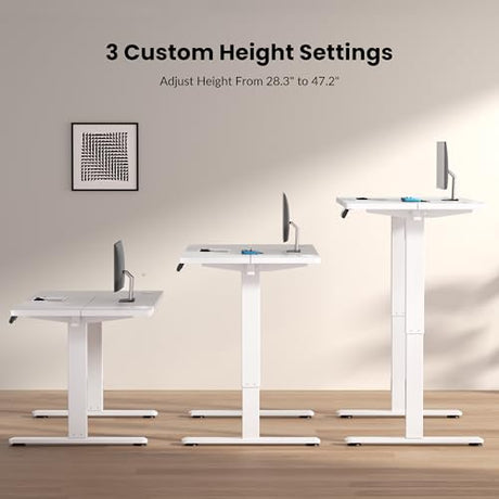 NICECOZY Electric Adjustable Standing Desk Frame Workstation,Up to 47.2",Ergonomic Standing Up Desk Base with Memory Controller,White Frame Only NICECOZY