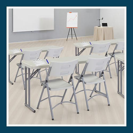 OEF Furnishings OEFBT-SEM1896 Commercial-Grade Premium Industrial Seminar Folding Table with Thick Blow-Molded Top and 16-Gauge Cantilever Steel Legs (Seminar, 18" × 96", Speckled Gray Top) OEF Furnishings