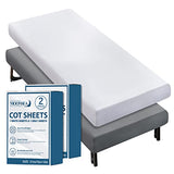 Cot Sheets 31" x 75"(2 Pack), Cot Fitted Sheet Ultra Soft and Breathable Snug Fit for Narrow Twin Mattress/Camp Bunk Beds/RVs Bunk/Guest Beds/Army Cots/Trifold Mattress Grey and White, Cover Only Moonsea