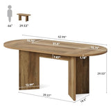 LITTLE TREE 63" Rustic Oval Dining Table for 4-6, Sturdy MDF Farmhouse Kitchen Table with Metal Strip Base, for Living Room, Office, Restaurant, Multi-Use, Umber LITTLE TREE